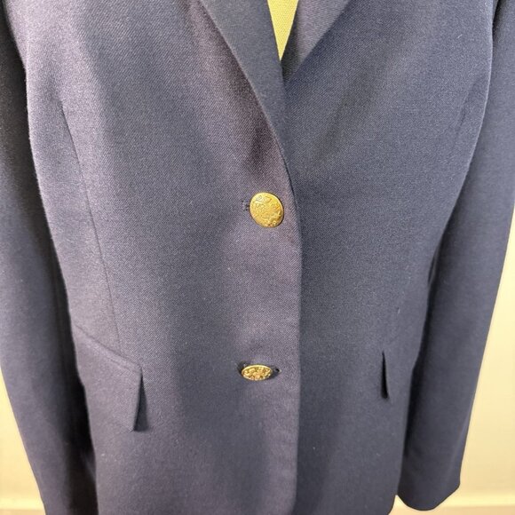 J. Crew Wool Blend Schoolboy Gold Buttons Blazer 10 Navy Blue Academia Preppy - Picture 9 of 13